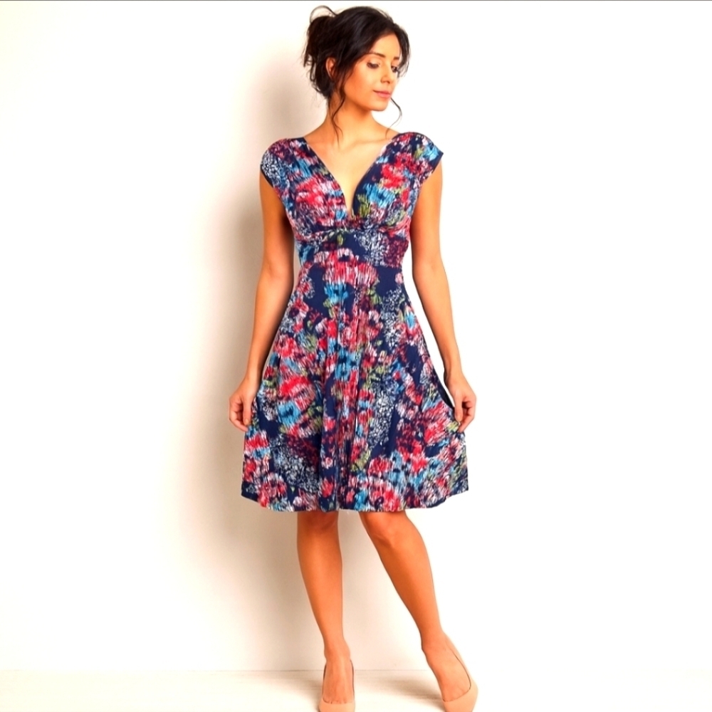 Eva Franco Dress Size S Style 375W Multicolor Burnout Sheer Fit & Flare